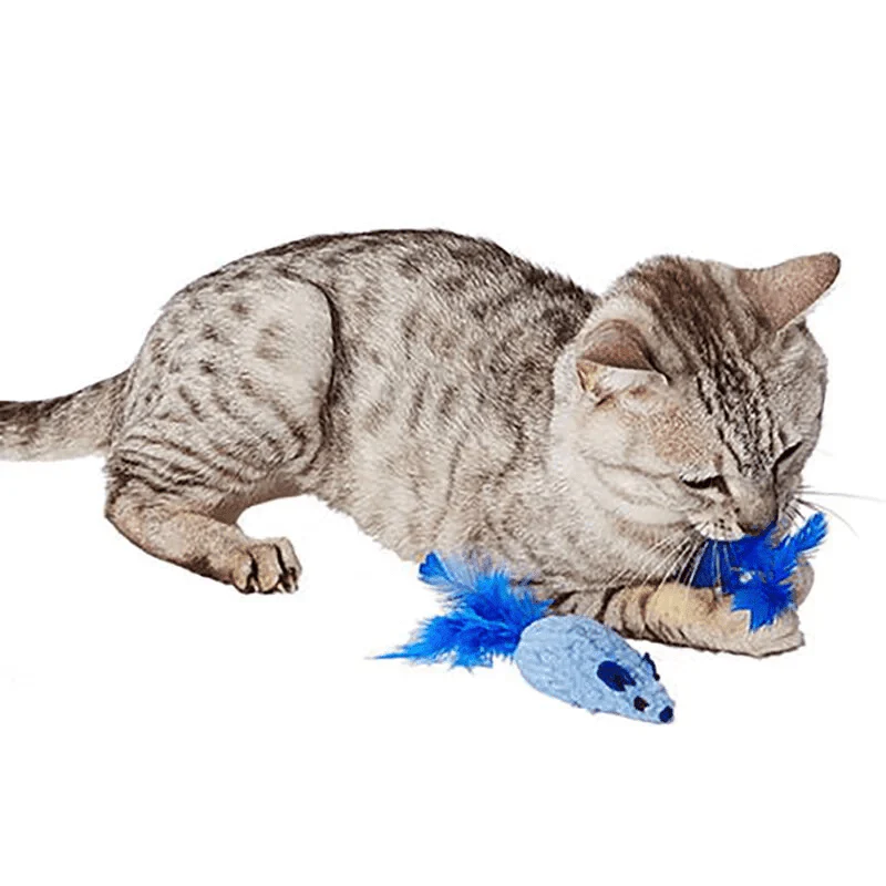 Petio 2 Furry Mouses Cat Toy with Sound (Blue Toy Range) - Image 3