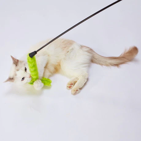 Petio Necoco Commanding Cat Teaser Stick (with green tail and bell) - Image 3
